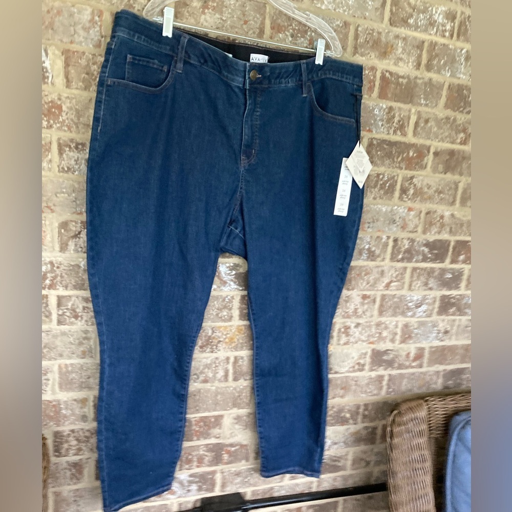 Ava & Viv Skinny Jeans 26 Mid Rise Skinny Dark Wash NWT - Picture 2 of 15